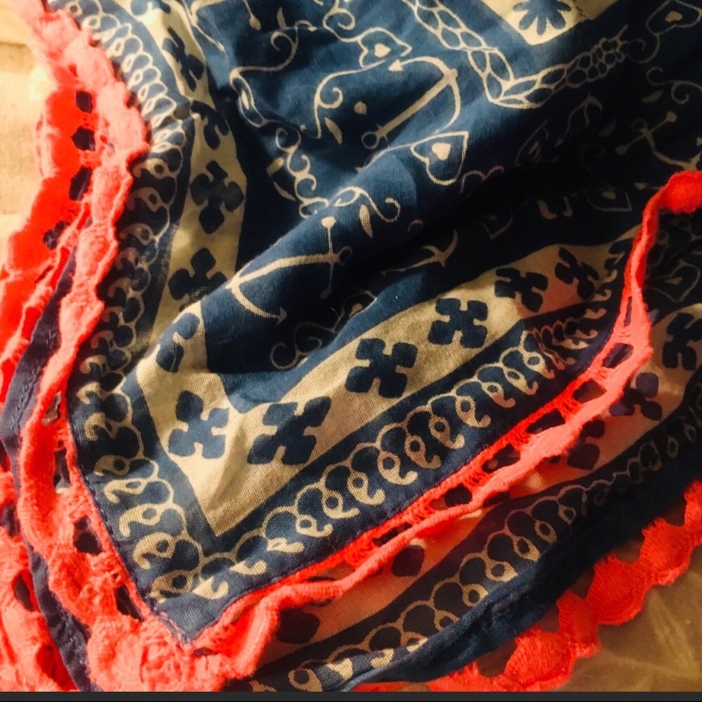 J.Crew large nautical blue/white & coral Lg scarf